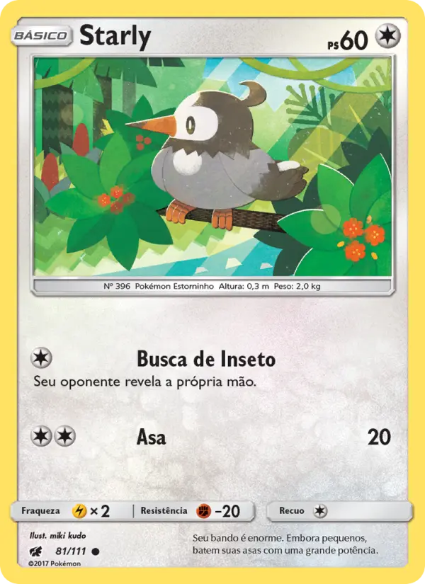 Carta Starly, número 81/111 da coleção Invasão Carmim