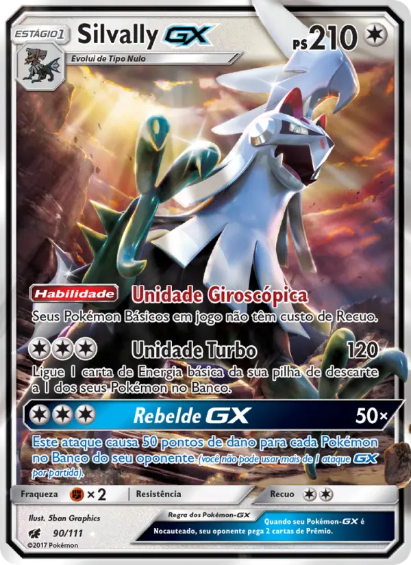 Carta Silvally GX, número 90/111 da coleção Invasão Carmim