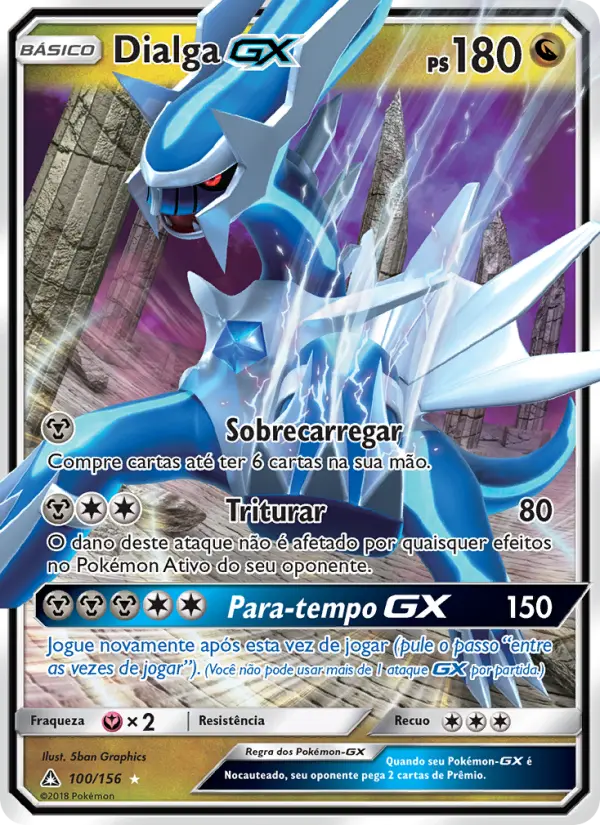 Carta Dialga GX, número 100/156 da coleção Ultra Prisma