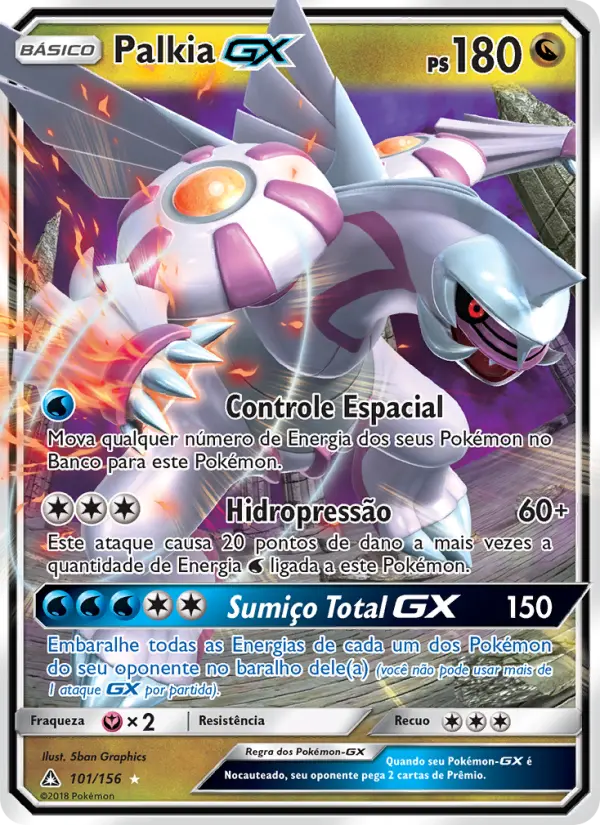 Carta Palkia GX, número 101/156 da coleção Ultra Prisma