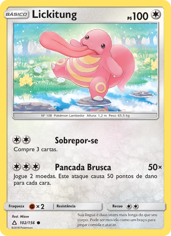 Carta Lickitung, número 102/156 da coleção Ultra Prisma