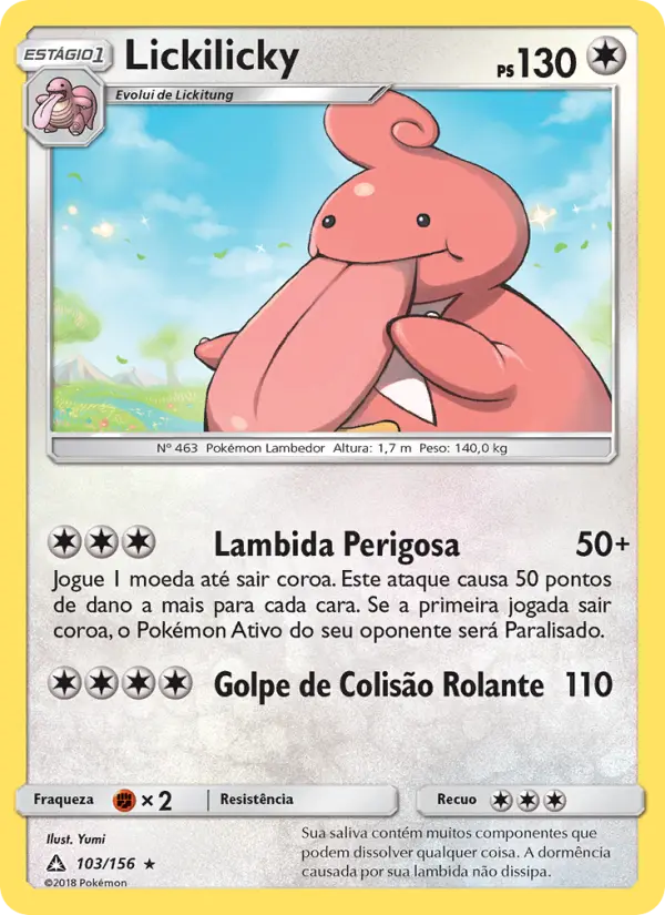 Carta Lickilicky, número 103/156 da coleção Ultra Prisma