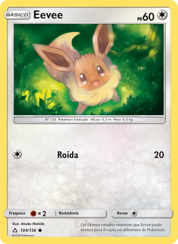 Carta Eevee, número 104/156 da coleção Ultra Prisma