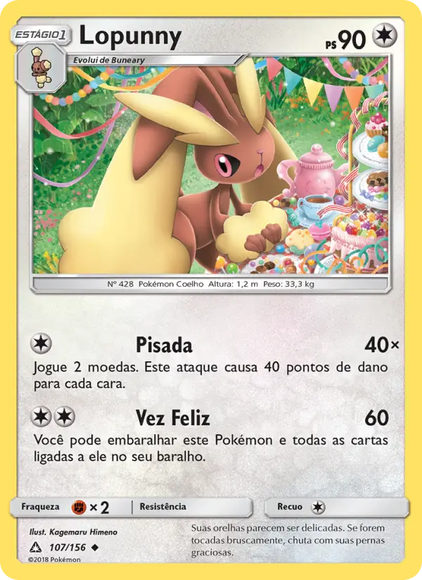 Carta Lopunny, número 107/156 da coleção Ultra Prisma