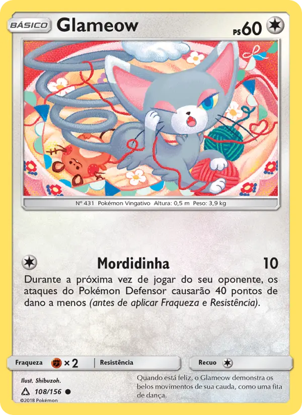 Carta Glameow, número 108/156 da coleção Ultra Prisma