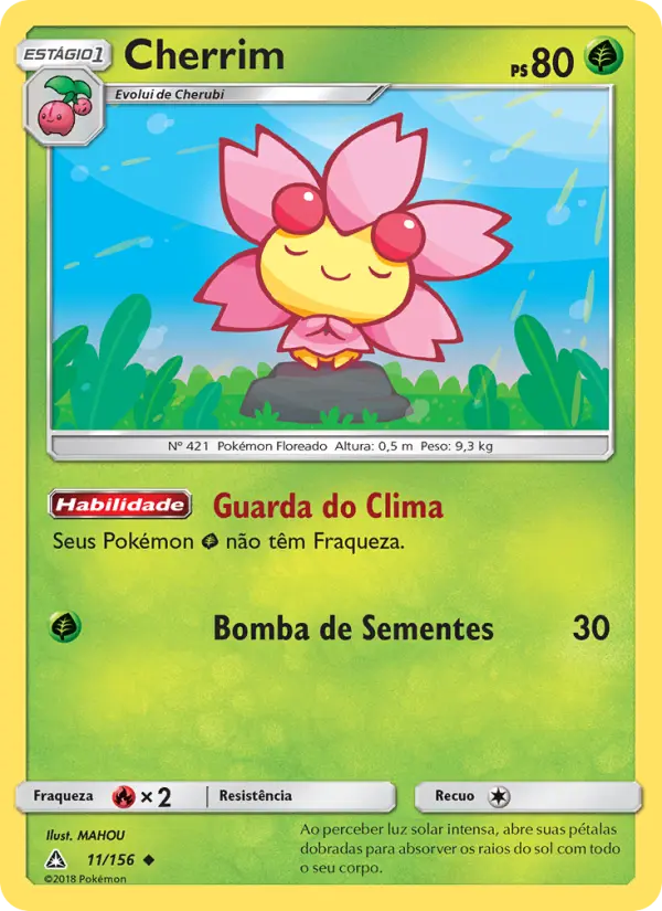 Carta Cherrim, número 11/156 da coleção Ultra Prisma