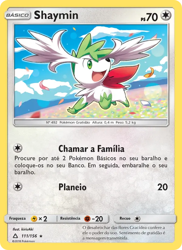 Carta Shaymin, número 111/156 da coleção Ultra Prisma