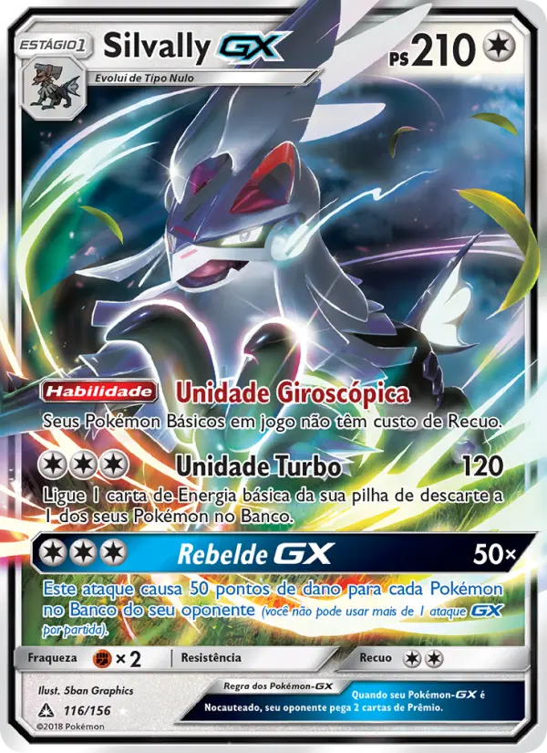 Carta Silvally GX, número 116/156 da coleção Ultra Prisma