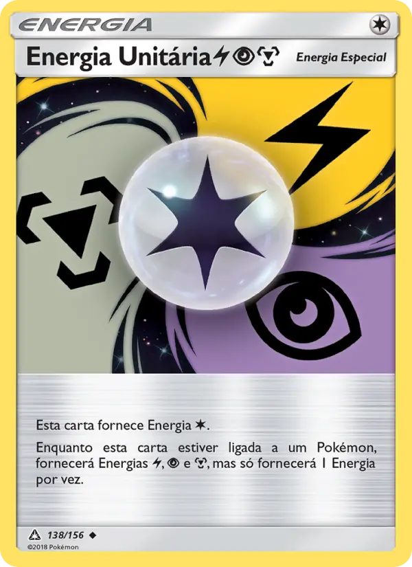 Carta Energia Unitária LightningPsychicMetal, número 138/156 da coleção Ultra Prisma