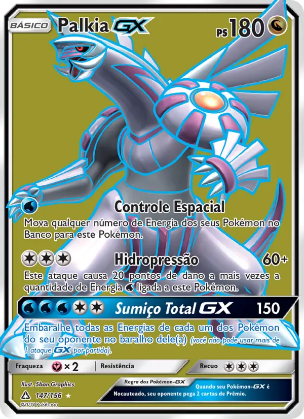 Carta Palkia GX, número 147/156 da coleção Ultra Prisma