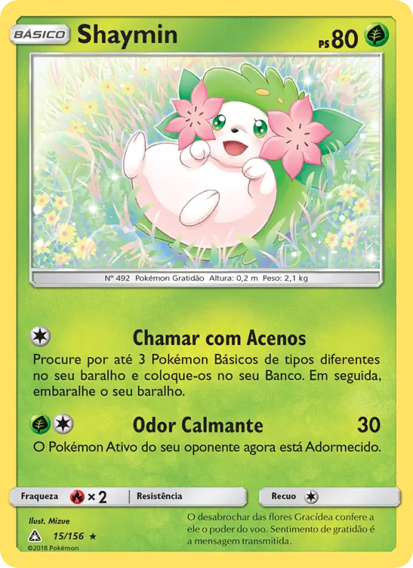 Carta Shaymin, número 15/156 da coleção Ultra Prisma