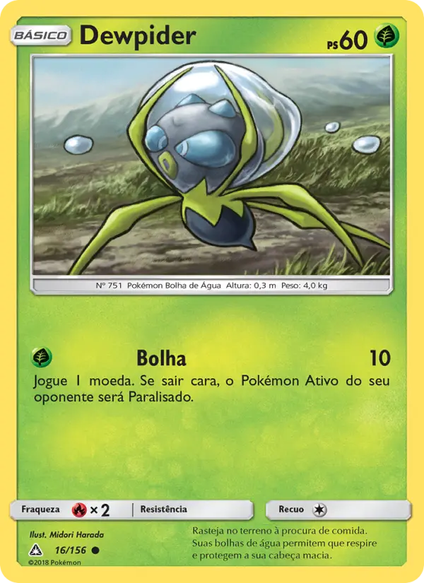 Carta Dewpider, número 16/156 da coleção Ultra Prisma