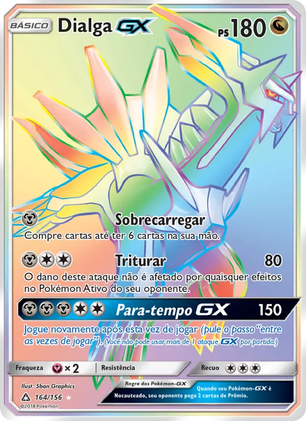 Carta Dialga GX, número 164/156 da coleção Ultra Prisma