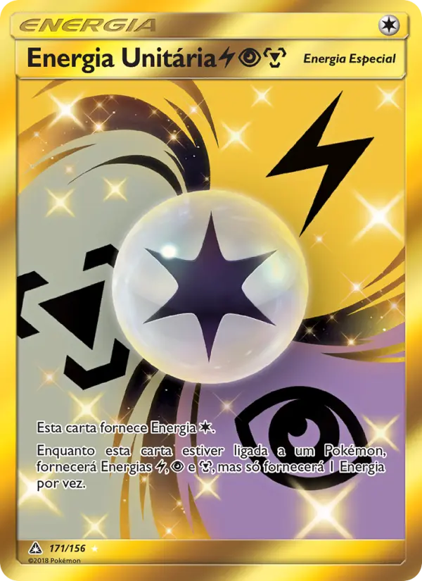 Carta Energia Unitária LightningPsychicMetal, número 171/156 da coleção Ultra Prisma