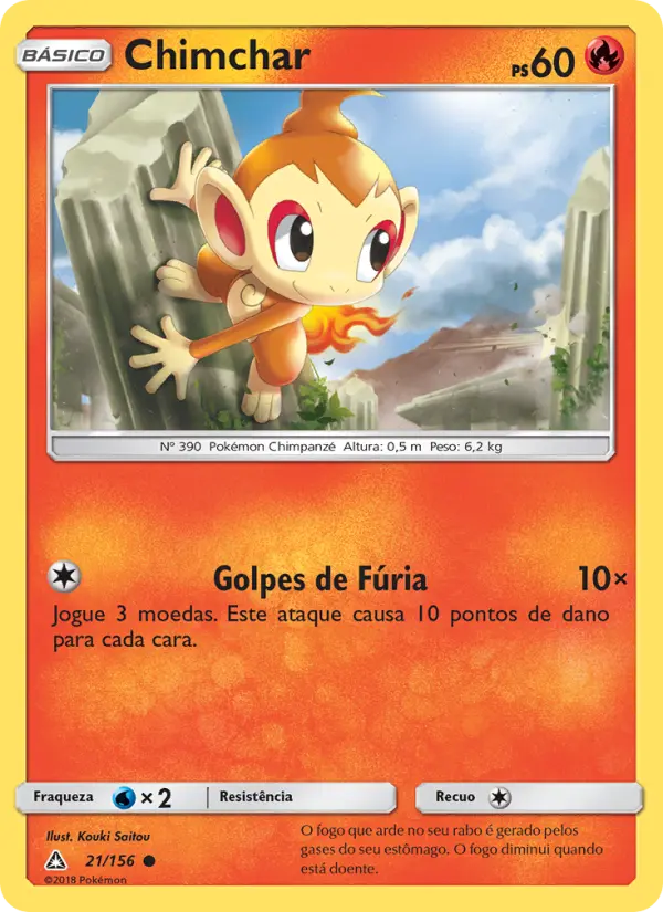 Carta Chimchar, número 21/156 da coleção Ultra Prisma