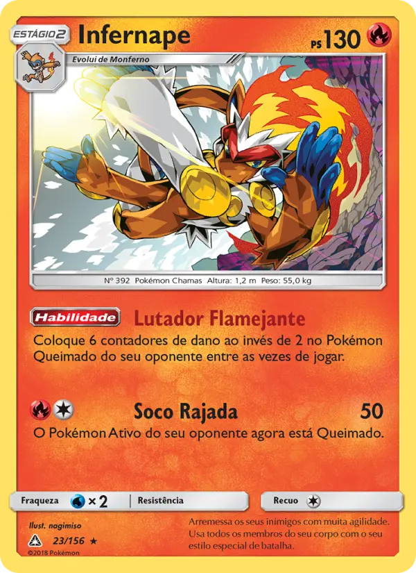 Carta Infernape, número 23/156 da coleção Ultra Prisma