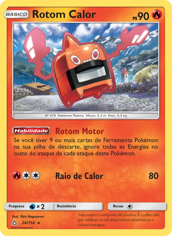 Carta Rotom Calor, número 24/156 da coleção Ultra Prisma