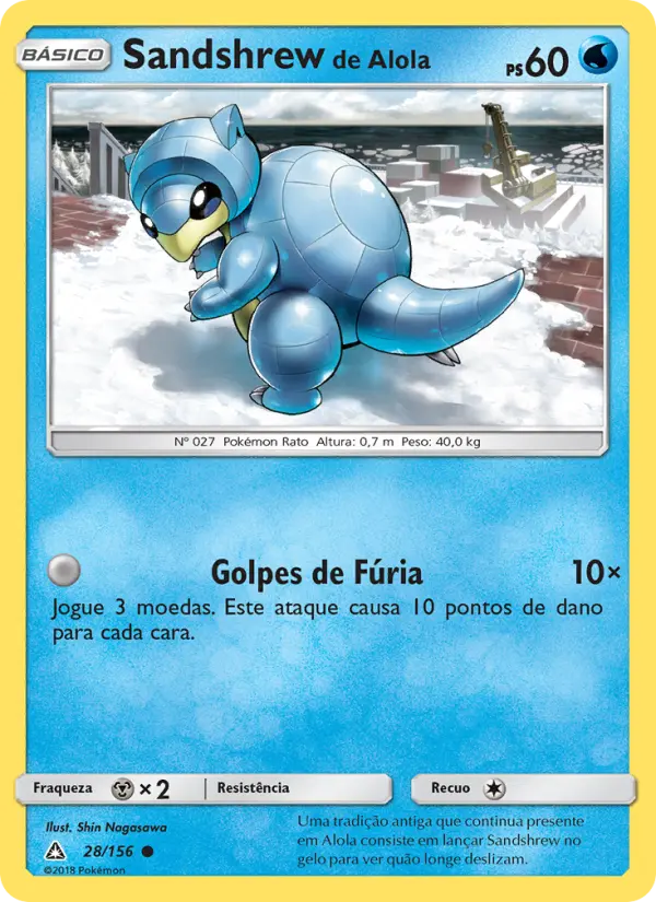 Carta Sandshrew de Alola, número 28/156 da coleção Ultra Prisma