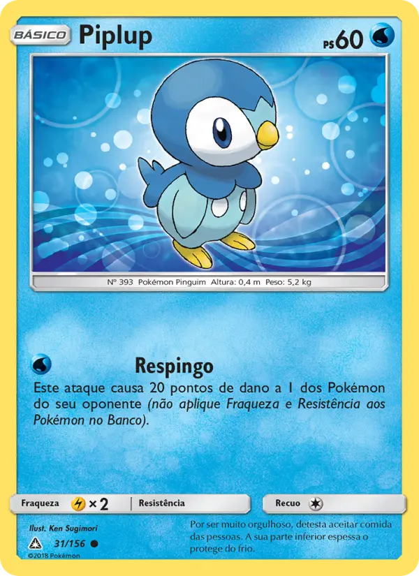Carta Piplup, número 31/156 da coleção Ultra Prisma