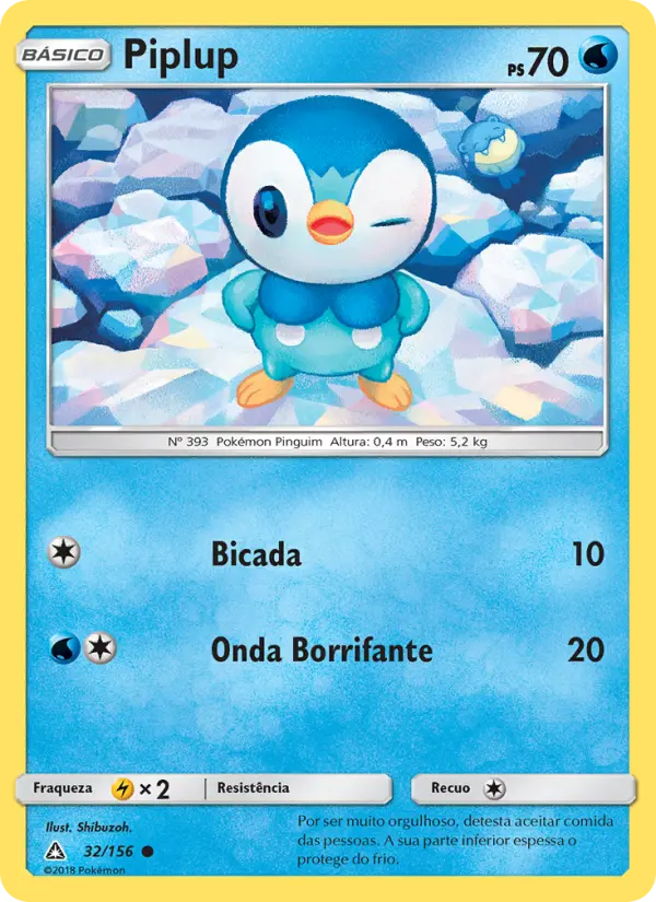 Carta Piplup, número 32/156 da coleção Ultra Prisma