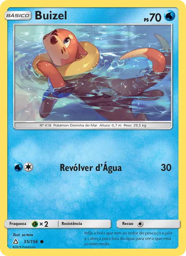 Carta Buizel, número 35/156 da coleção Ultra Prisma