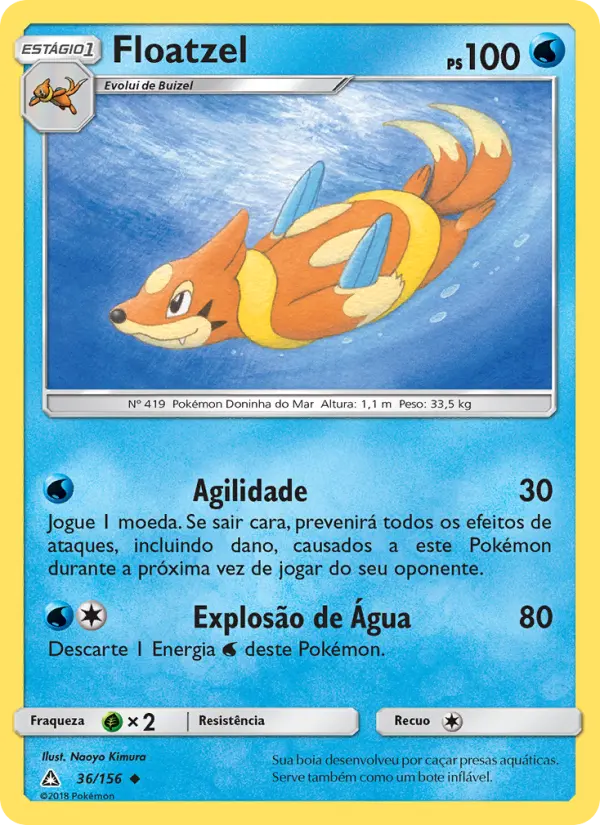 Carta Floatzel, número 36/156 da coleção Ultra Prisma