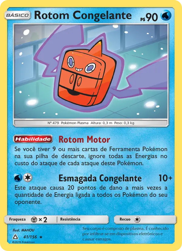 Carta Rotom Congelante, número 41/156 da coleção Ultra Prisma