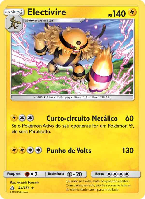Carta Electivire, número 44/156 da coleção Ultra Prisma