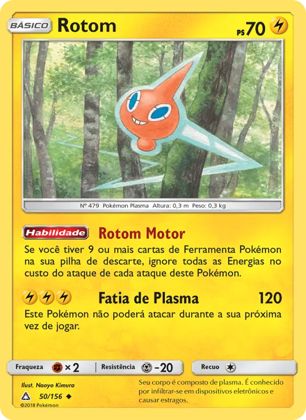 Carta Rotom, número 50/156 da coleção Ultra Prisma