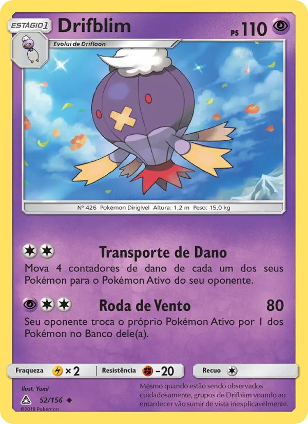 Carta Drifblim, número 52/156 da coleção Ultra Prisma