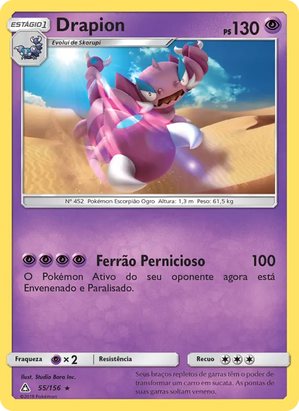 Carta Drapion, número 55/156 da coleção Ultra Prisma