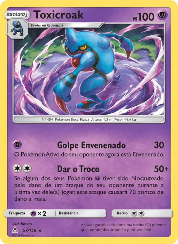 Carta Toxicroak, número 57/156 da coleção Ultra Prisma