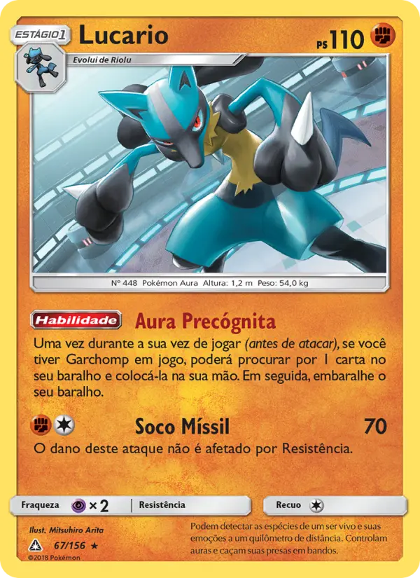 Carta Lucario, número 67/156 da coleção Ultra Prisma