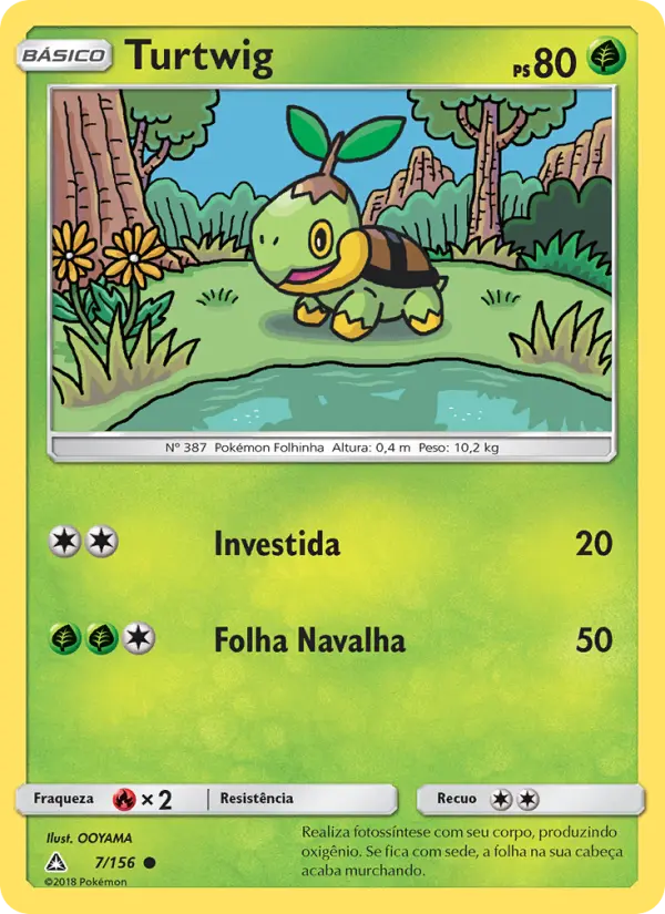 Carta Turtwig, número 7/156 da coleção Ultra Prisma