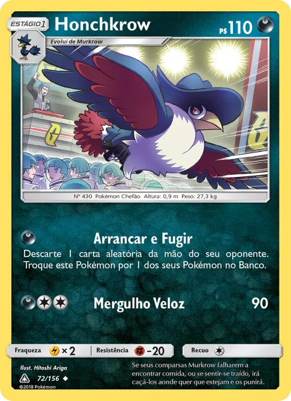 Carta Honchkrow, número 72/156 da coleção Ultra Prisma