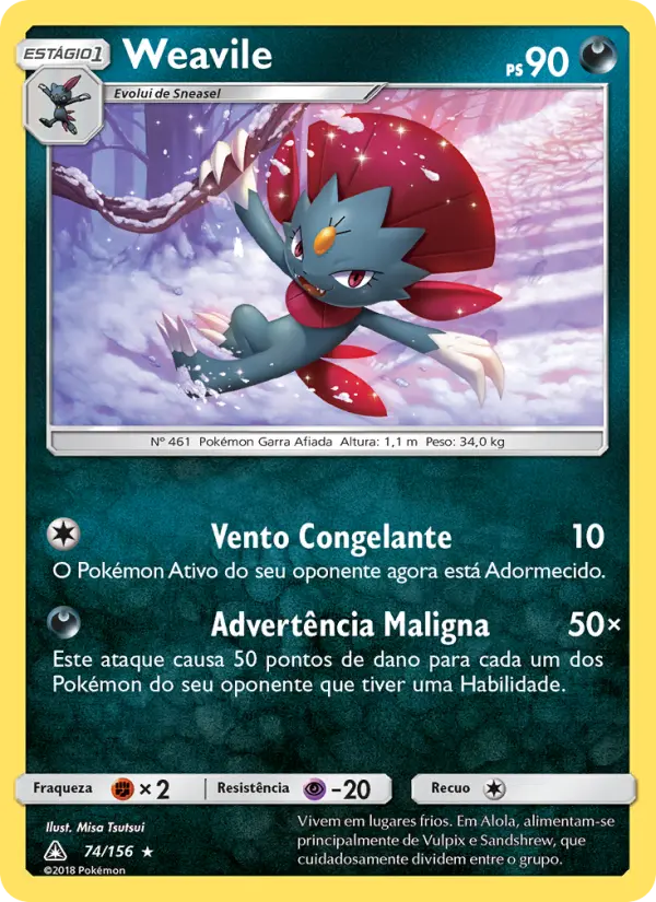 Carta Weavile, número 74/156 da coleção Ultra Prisma