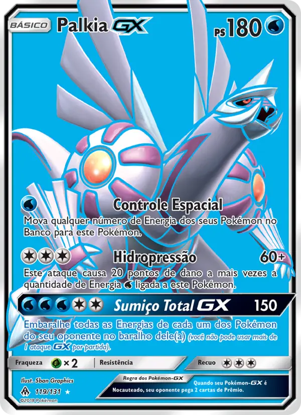 Carta Palkia GX, número 119/131 da coleção Luz Proibida