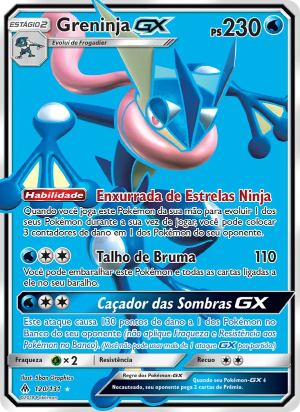 Carta Greninja GX, número 120/131 da coleção Luz Proibida