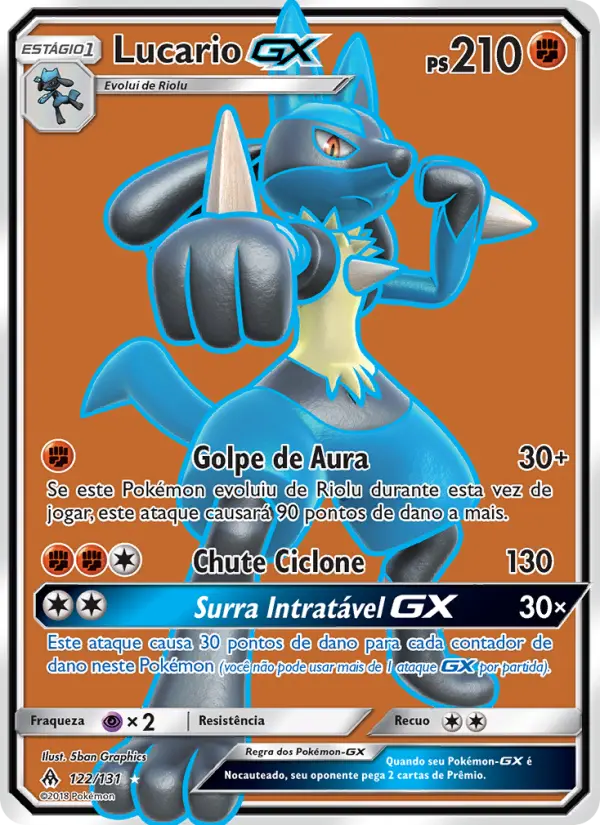 Carta Lucario GX, número 122/131 da coleção Luz Proibida