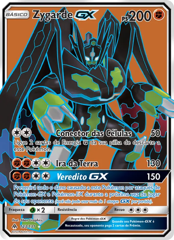 Carta Zygarde GX, número 123/131 da coleção Luz Proibida
