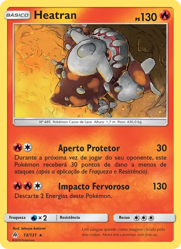 Carta Heatran, número 13/131 da coleção Luz Proibida