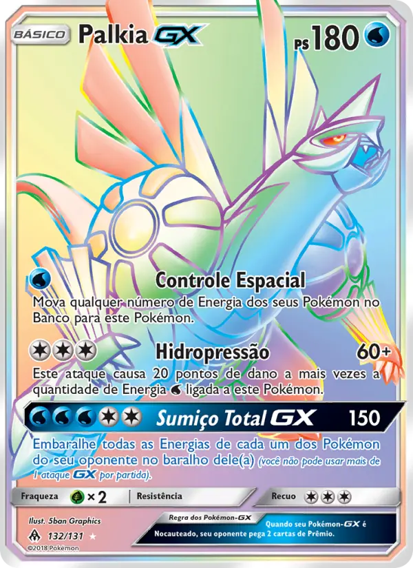 Carta Palkia GX, número 132/131 da coleção Luz Proibida