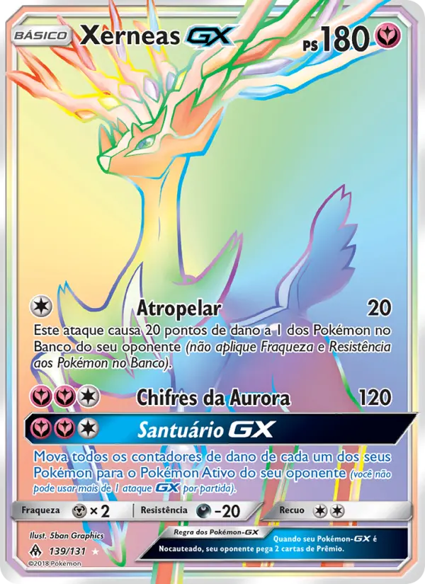 Carta Xerneas GX, número 139/131 da coleção Luz Proibida