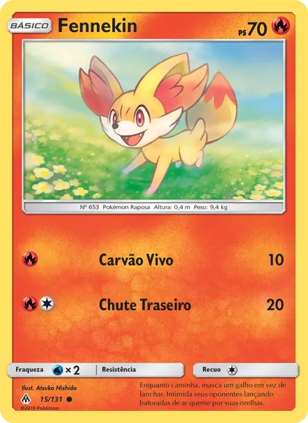 Carta Fennekin, número 15/131 da coleção Luz Proibida