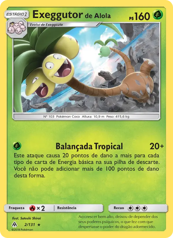 Carta Exeggutor de Alola, número 2/131 da coleção Luz Proibida
