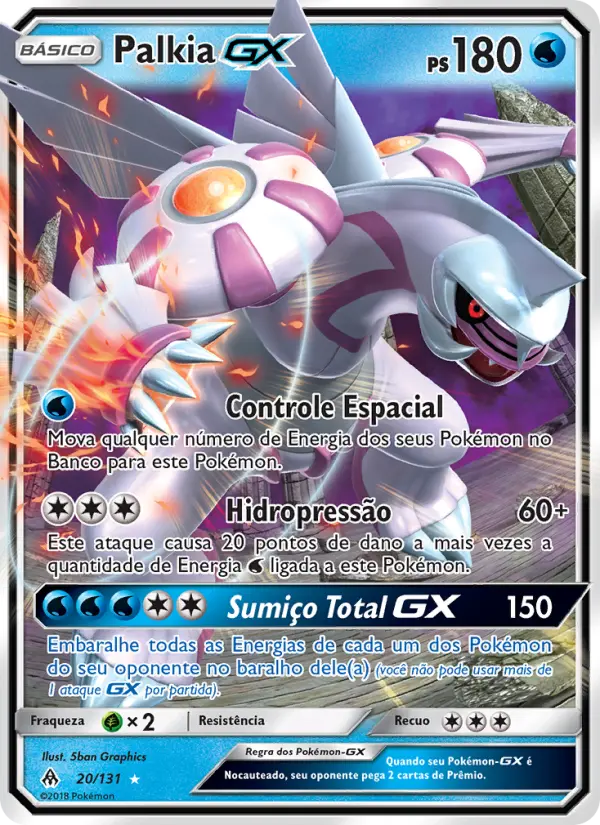 Carta Palkia GX, número 20/131 da coleção Luz Proibida