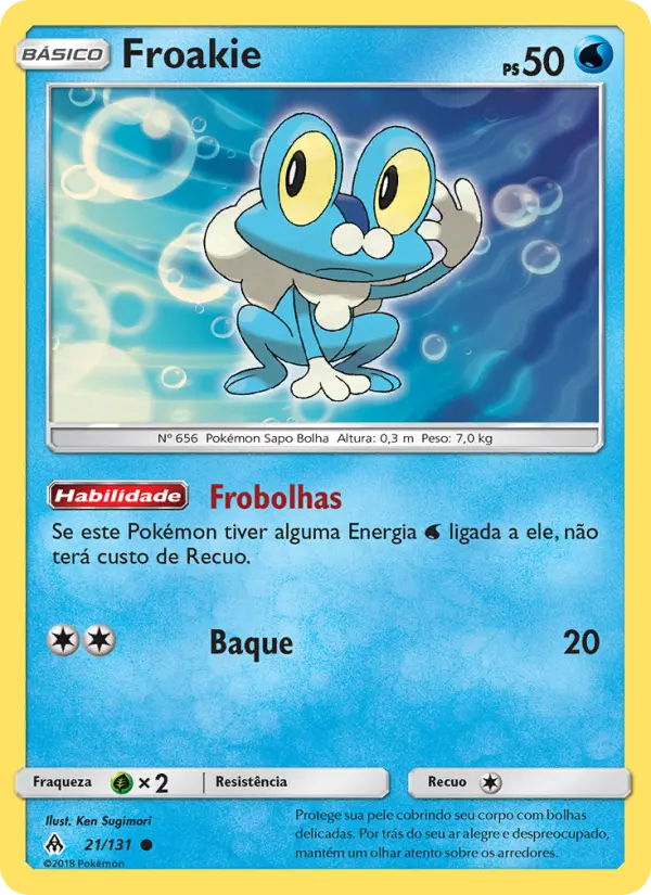 Carta Froakie, número 21/131 da coleção Luz Proibida