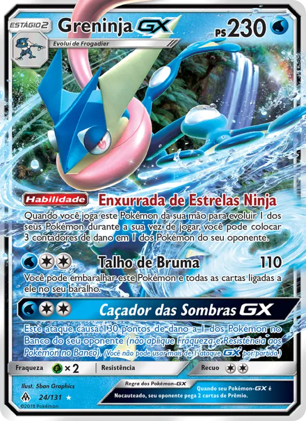 Carta Greninja GX, número 24/131 da coleção Luz Proibida