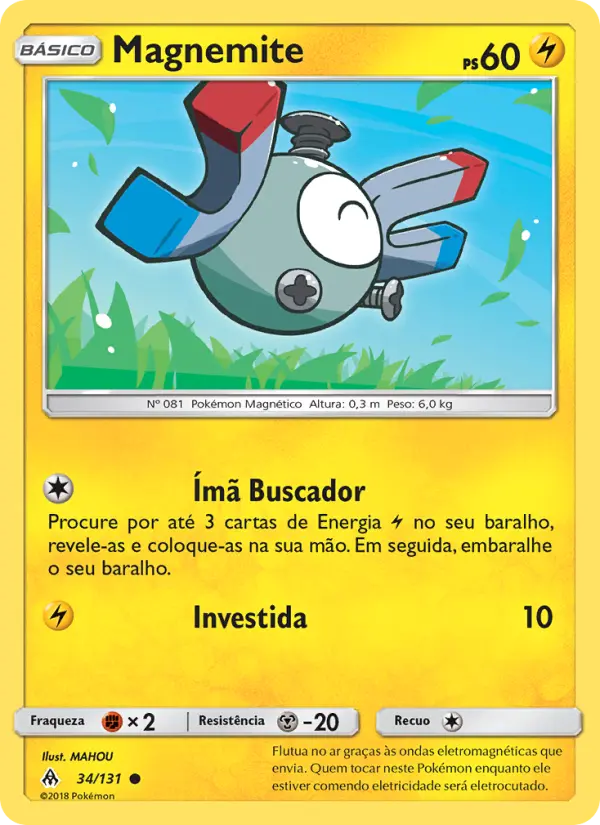 Carta Magnemite, número 34/131 da coleção Luz Proibida