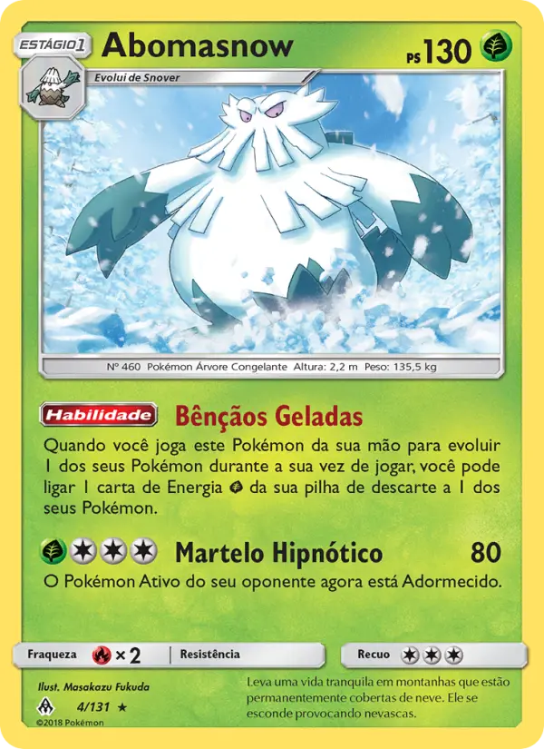 Carta Abomasnow, número 4/131 da coleção Luz Proibida